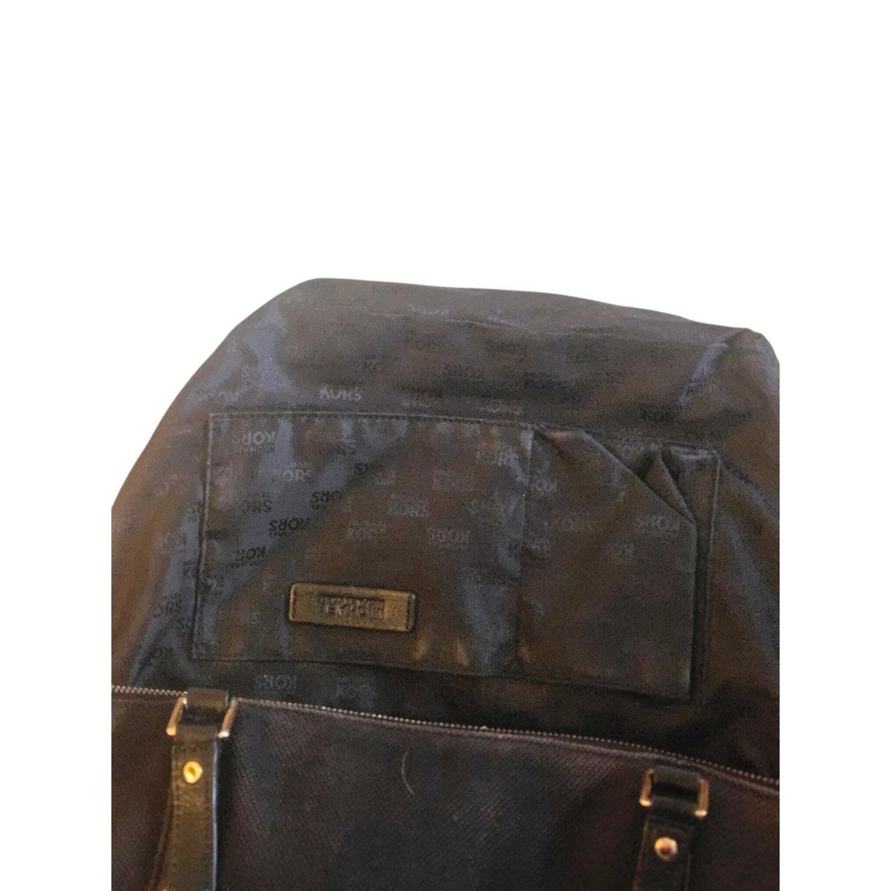 Michael Kors Black Canvas Leather Trim Studded Tote Shoulder Bag Gold Hardware - Picture 7 of 12